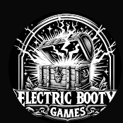 Electric Booty Games badge: a treasure chest bursting with lightning